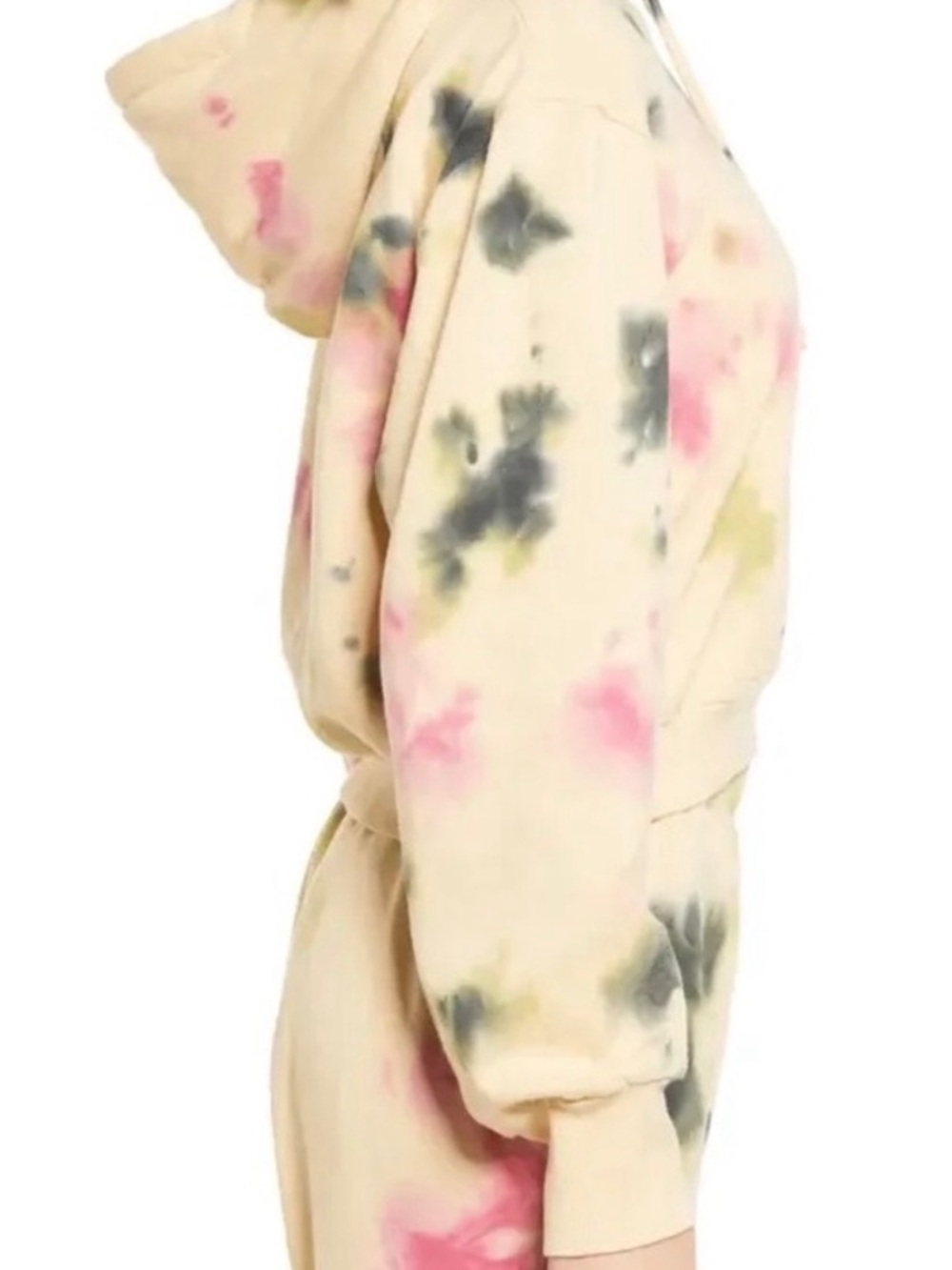AFRM Cream Tie-Dye SET Cropped Hoodie and matching Sweat Pants NWT